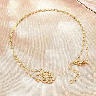Brass Micro Pave Clear Cubic Zirconia Flame Pendant Adjustable Slider Necklaces KK-CBA4547-10G-1