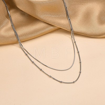 Non-Tarnish 304 Stainless Steel Double-Layer Necklace NJEW-Q321-01P-1