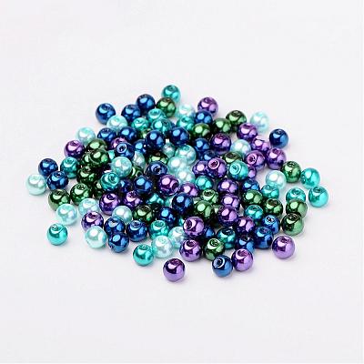 Ocean Mix Pearlized Glass Pearl Beads HY-X006-6mm-11-1