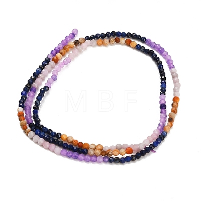 Gradient Color Natural Dyed Lapis Lazuli & Fossil Coral & Dyed White Jade Beads Strands GG-CBA1668-A08-2mm-1