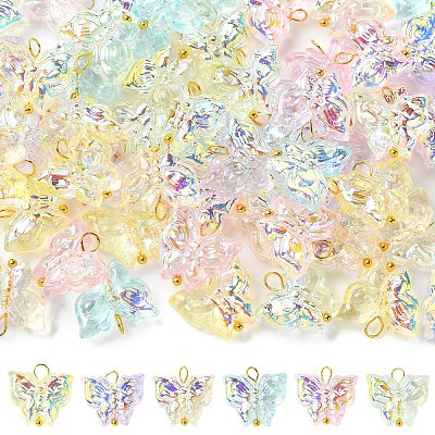 60Pcs 6 Style Glass Pendants PALLOY-YW00164-1
