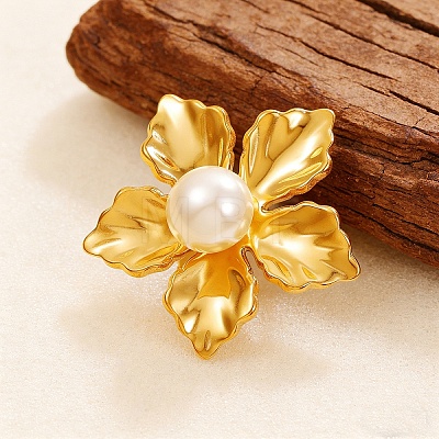 304 Stainless Steel Pave Imitation Pearl Cuff Open Rings RJEW-T037-05G-1