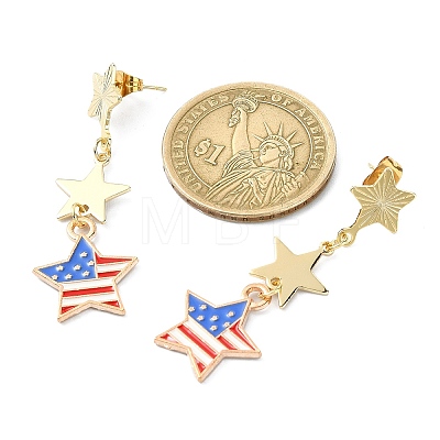 Independence Day Alloy Enamel Star Stud Earrings EJEW-TA00316-1