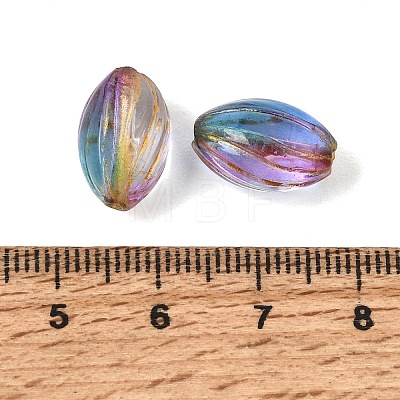 Baking Paint and Golden Metal Enlaced Glass Beads GL-CBA1477-08C-1