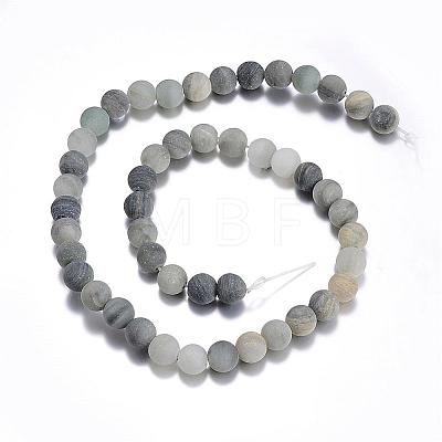 Frosted Round Natural Green Rutilated Quartz Beads Strands G-E309-10mm-01-1