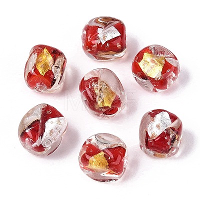 Handmade Gold & Silver Foil Glass Beads FOIL-Q003-01G-1