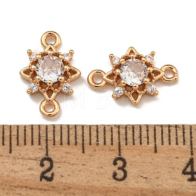 Brass Cubic Zirconia Star Connector Charms KK-U037-32G-1