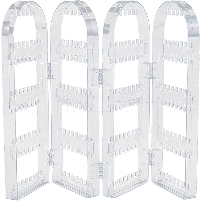 PS Plastic Earring Display Folding Screen Stands with 4 Folding Panels ODIS-WH0043-142A-02-1