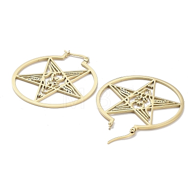 304 Stainless Steel Ring with Star Hoop Earrings for Women EJEW-R156-02G-1