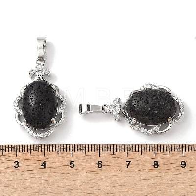 Natural Lava Rock Oval Pendants G-NH0025-15P-16-1