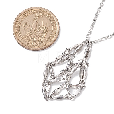 Crystal Stone Cage Pendant Necklaces NJEW-JN04756-03-1