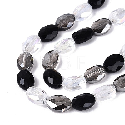 Electroplate Imitation Jade & Opaque & Transparent Glass Beads Strands EGLA-Q135-8x11MM-01E-1