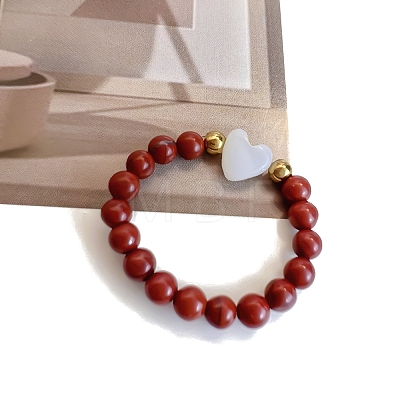 Round Natural Red Jasper Stretch Rings PW-WG2083B-04-1