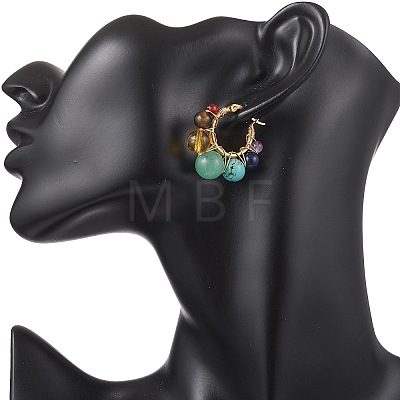 Mixed Stone Round Hoop Earrings EJEW-TA00783-1