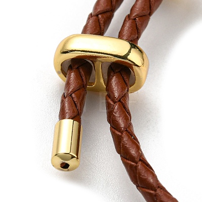 Brass Column Bar Link Bracelet with Leather Cords BJEW-G675-05G-12-1