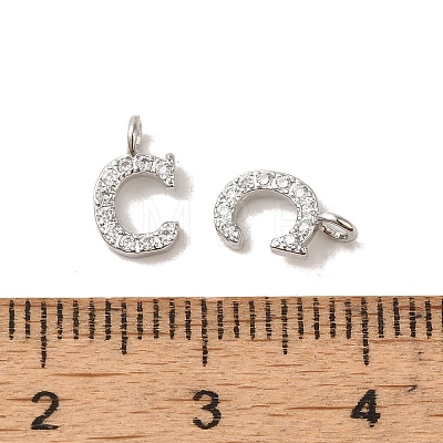 Initial Letter Brass Micro Pave Cubic Zirconia Pendants ZIRC-F008-C-1