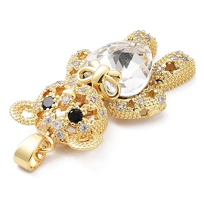 Real 18K Gold Plated Rack Plating Brass Micro Pave Cubic Zirconia Pendants KK-G466-09G-1