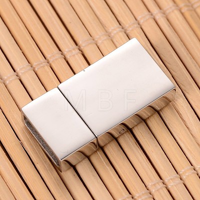 Mixed Smooth & Matte 304 Stainless Steel Rectangle Magnetic Clasps STAS-I045-04-1