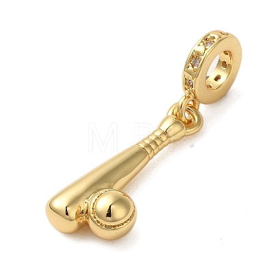 Rack Plating Brass Micro Pave Clear Cubic Zirconia European Dangle Charms LS-KK-P279-16G-1