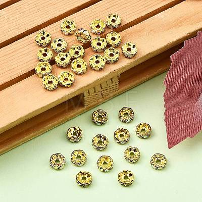 Brass Rhinestone Spacer Beads RB-A014-L6mm-28G-1
