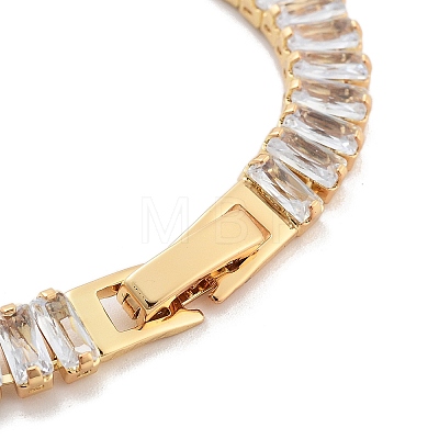 Brass Pave Clear Cubic Zirconia Rectangle Link Bracelets BJEW-YWC0002-11B-G-1
