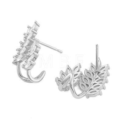 Rack Plating Leaf Brass Stud Earrings EJEW-N055-30P-RS-1