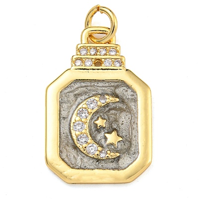 Rack Plating Brass Micro Pave Cubic Zirconia Pendants KK-G513-73A-05G-1