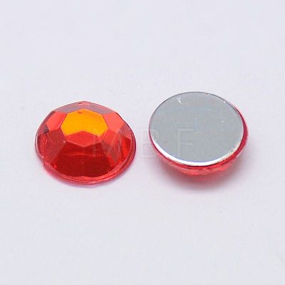 Faceted Half Round/Dome Acrylic Rhinestone Flat Back Cabochons GACR-YPO12MM-M-1
