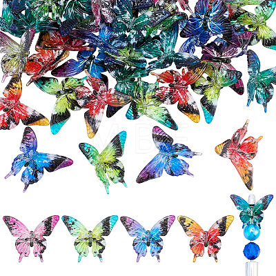 40Pcs Printed Opaque Acrylic Beads MACR-PH0002-16-1