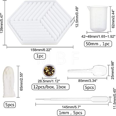 Hollow Hexagon DIY Cup Mats Silicone Molds DIY-OC0003-13-1