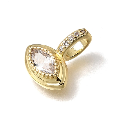 Brass Micro Pave Clear Cubic Zirconia Charms KK-C262-45G-1