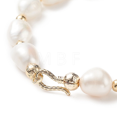 Natural Keshi Pearl Beaded Bracelet with Brass Clasp for Women BJEW-JB08867-01-1
