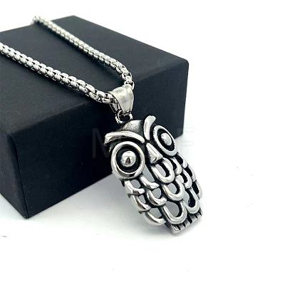 Vintage Gothic Owl Pendant 304 Stainless Steel Men’s Necklaces II3155-1