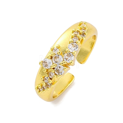 Brass Micro Pave Clear Cubic Zirconia Cuff Rings for Women RJEW-Q009-04G-1