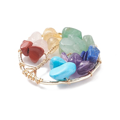 Alloy Gemstone Chip Pendants PALLOY-JF01448-01-1