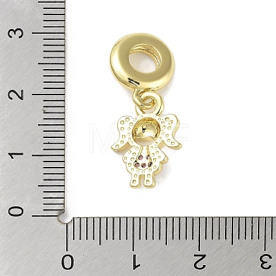 Rack Plating Brass Pave Cubic Zirconia European Dangle Charms KK-R163-08B-G-1