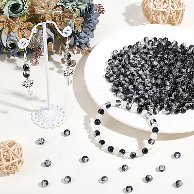 5 Strands Spray Painted Crackle Glass Beads Strands CCG-PA0001-08B-1