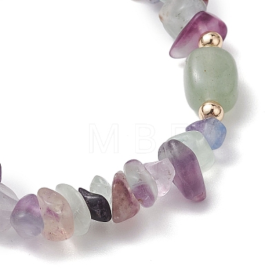 Natural Fluorite Chip & Cuboid Beaded Stretch Bracelets for Women BJEW-JB10808-05-1