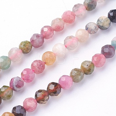 Natural Multicolor Tourmaline Beads Strands X-G-F619-20B-4mm-1