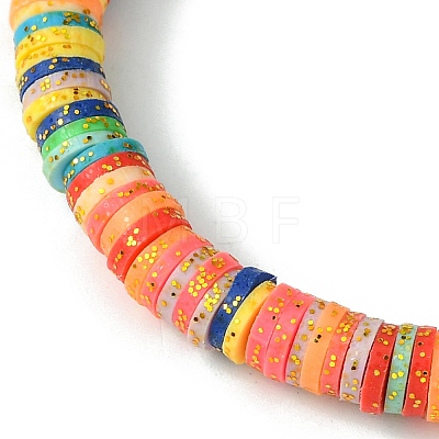 Polymer Clay Disc Heishi Surfer Stretch Bracelets BJEW-JB09835-1