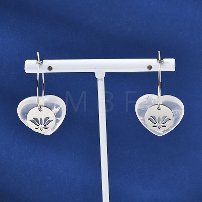 Natural & Synthetic Gemstone & 304 Stainless Steel Hoop Earrings for Women EJEW-G475-02P-1