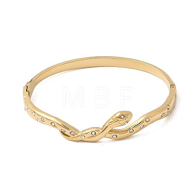 304 Stainless Steel Rhinestone Hinged Bangles for Women BJEW-B168-17G-1