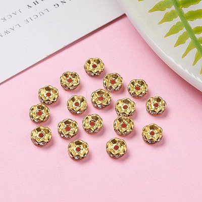Iron Rhinestone Spacer Beads X-RB-A007-6MM-G-1