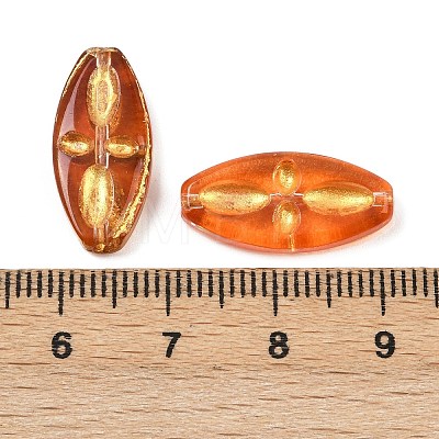 Baking Paint and Golden Metal Enlaced Glass Beads X-DGLA-T004-11M-1