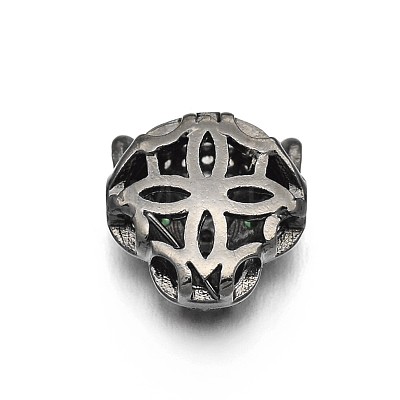 Rack Plating Brass Micro Pave Cubic Zirconia Leopard Hollow Beads ZIRC-I012-18-RS-1