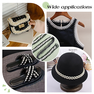 2Yards Netting Fabric Beaded Trim Ribbon OCOR-ME0001-64A-02-1