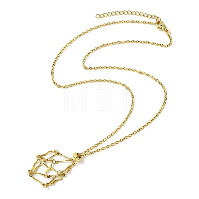 Crystal Cage Holder Necklace NJEW-JN04606-02-1