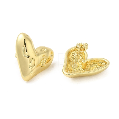 Rack Plating Brass Heart Stud Earrings EJEW-D073-08G-1