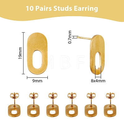 10Pairs 304 Stainless Steel Stud Earring Findings STAS-DC0013-64-1