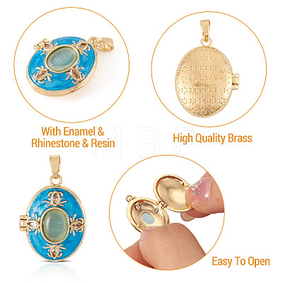 1Pc Brass Enamel Locket Pendants FIND-TA0010-71A-1